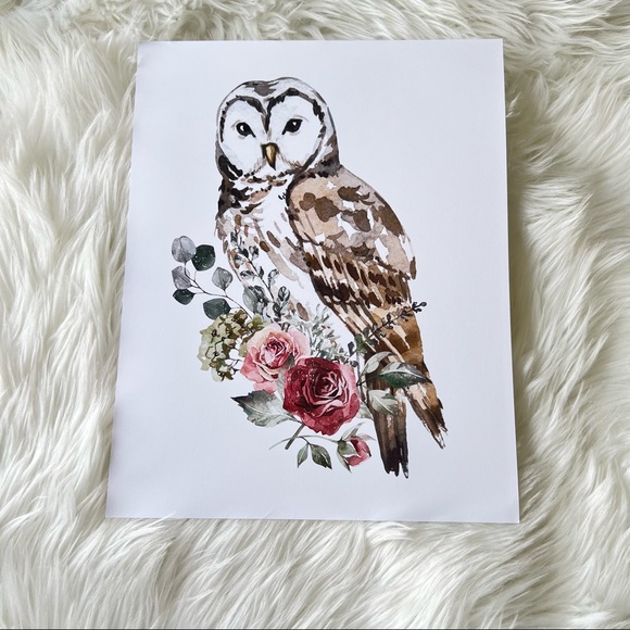 Owl Watercolor Illustration Wall Art Print Poster Portrait Unframed - Picture 15 of 17